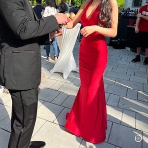 JESSICA ANGEL red halter prom dress